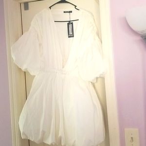 White baby doll puffer dress by Nasty Gal